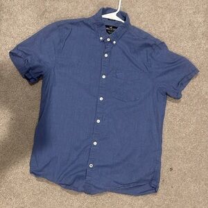 Hollister Men’s Casual Button Up Shirt Jean Blue
